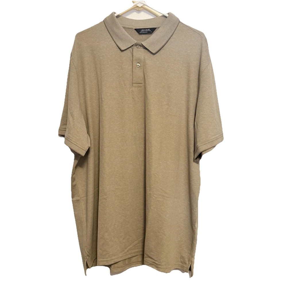 Members Mark Polo Shirt Mens 2XL Brown  Pique Button‎ Collared Activewear 5.25